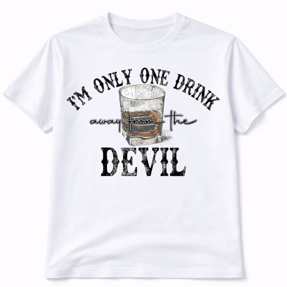 One Drink Away Western Graphic T Shirt Trendy Boutique Style Tee Womens White